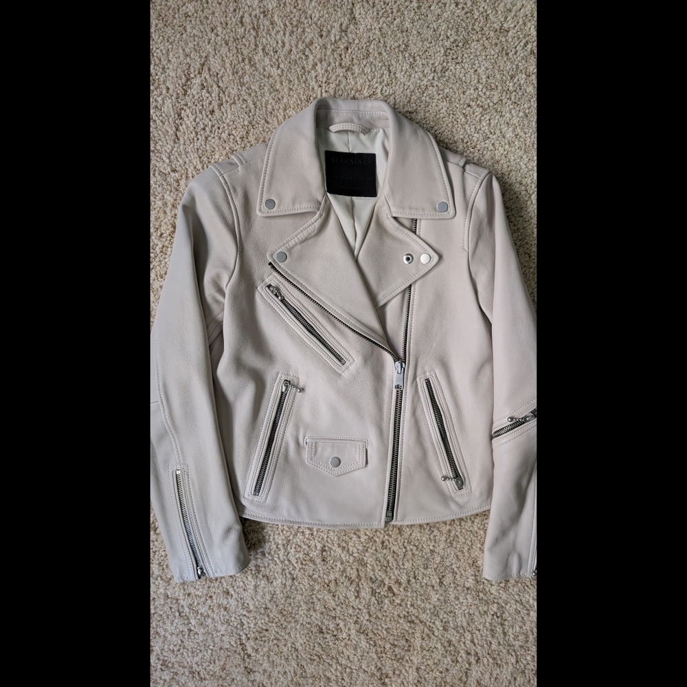 ALLSAINTS Riley Biker Leather Motorcycle Jacket Sz 6 GUC